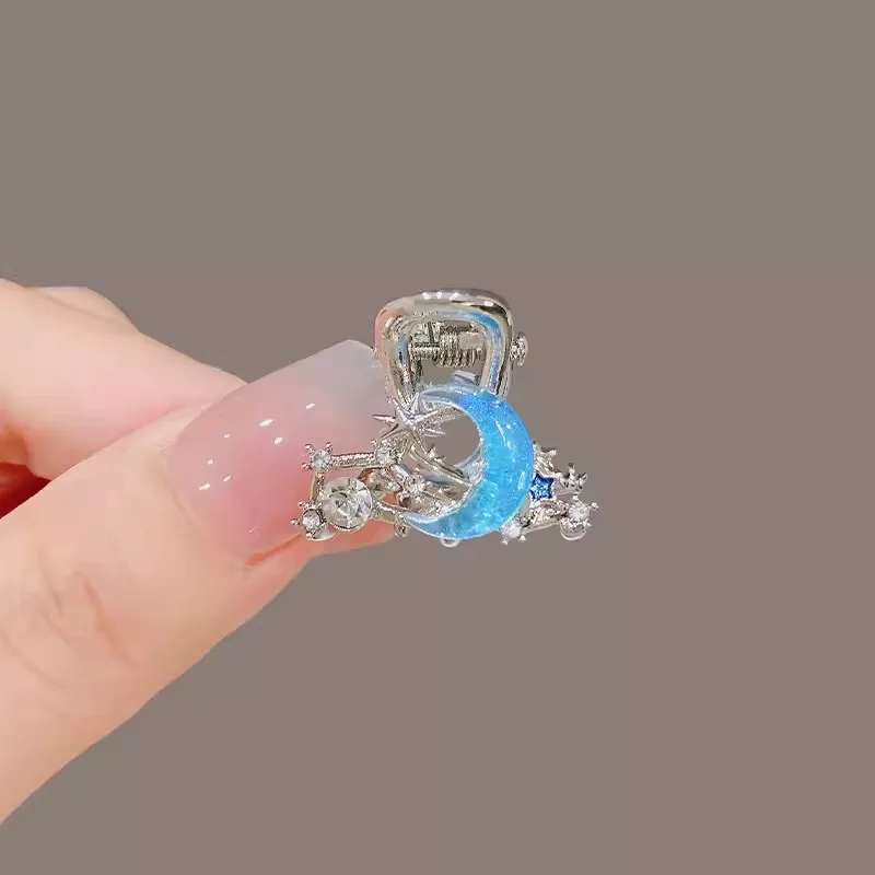 Blue Rhinestone Mini Hair Claw Retro Diamond Women Girls Crab Clip Small Hairpins Hair Crabs Girls Hair Accessories