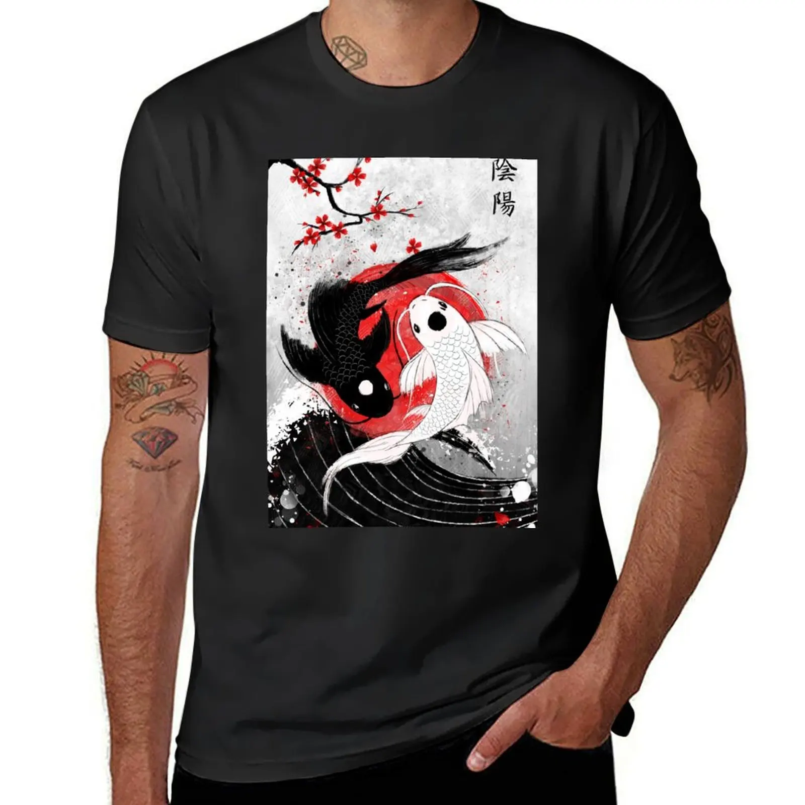 

Koi fish - Yin Yang T-Shirt summer top heavyweights mens t shirt