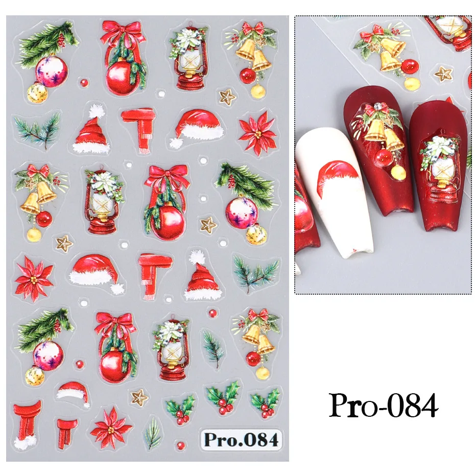 1 adet sevimli karikatür Elk tırnak Sticker noel Nail Art çıkartması Nail Art aksesuarları noel baba kar tanesi 5D kabartma Sticker