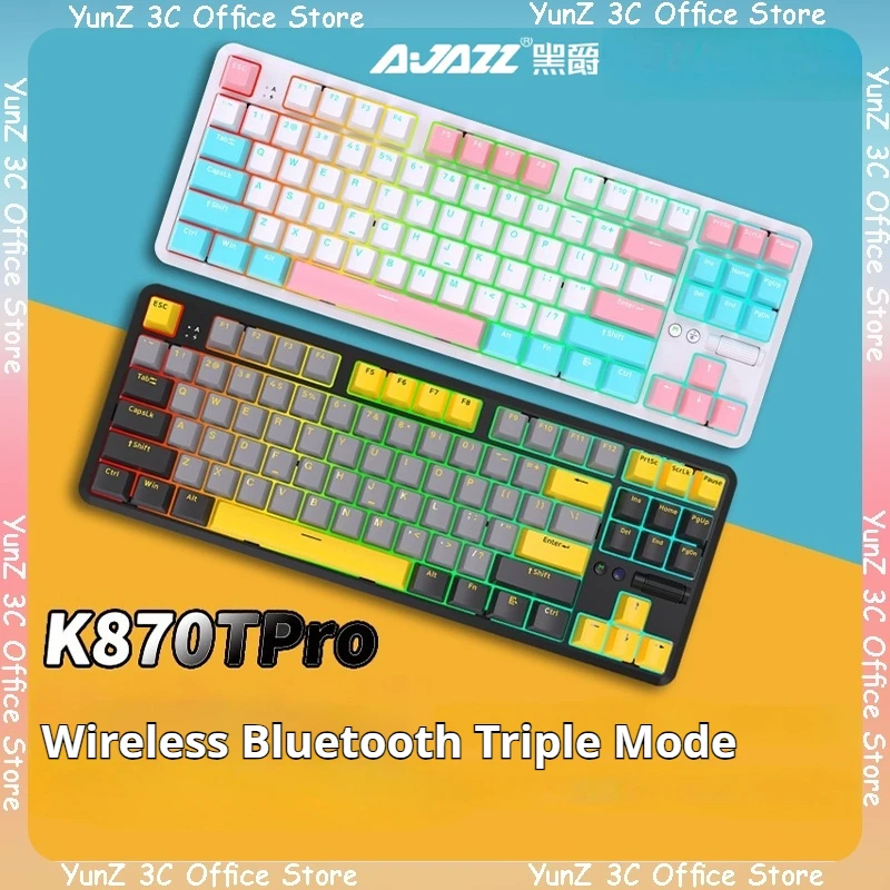 Ajazz K870tpro   Wireless Bluetooth Mechanical Gaming Keyboard Gaming Esports Keyboard Gaming Accessories Suitable For Pc And Ma