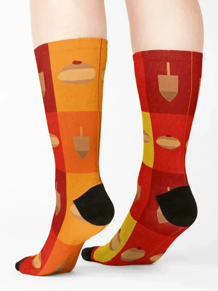 D&D - Doughnuts and Dreidels Fire Grid Socks Antiskid soccer Rugby christmas gifts japanese fashion Socks Women's Men's