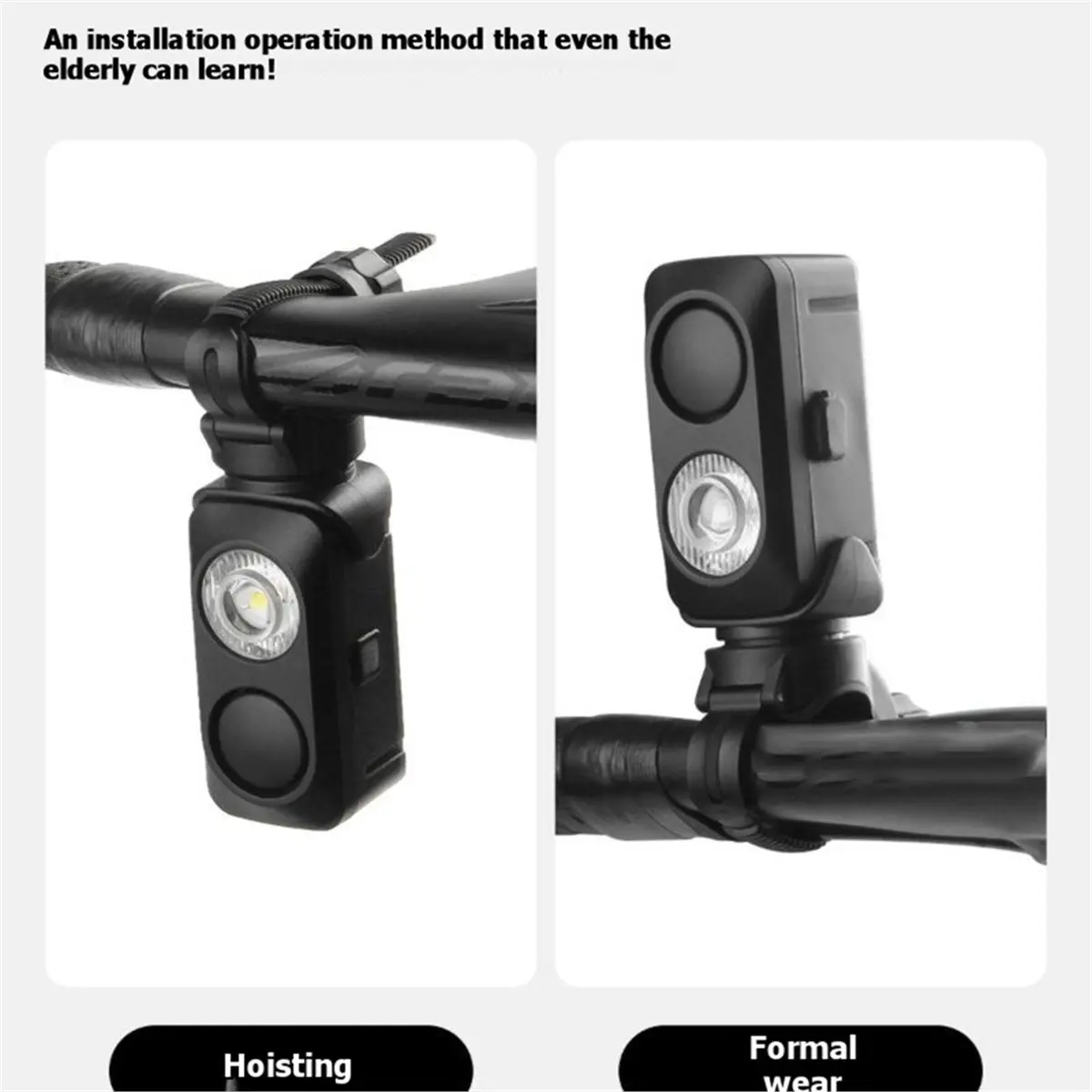 

AB31 Bicycle Light Horn Rechargeable Power Display Mountain Road Bike Front Lamp with 120dB Horn Light with Taillights