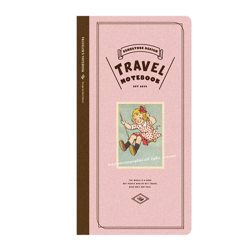 Isi Ulang Buku Catatan Loose-Leaf Fromthenon Travel TN, Kertas Dalam Kotak-kotak Kosong, Sampul Berwarna Tema Vintage, Halaman Pengganti