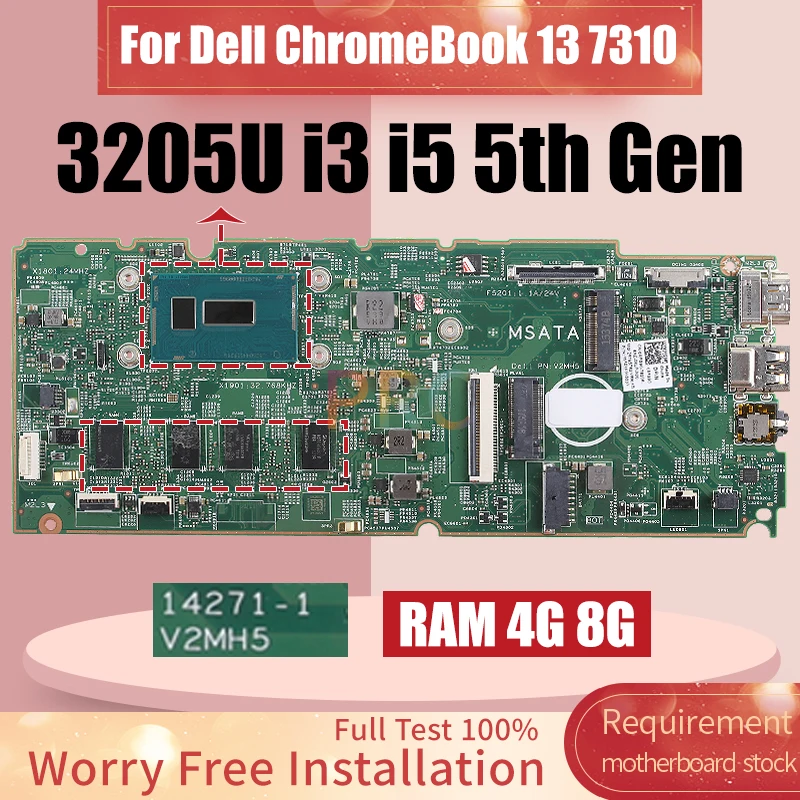 Материнская плата для ноутбука DELL ChromeBook 13 7310 14271-1 3205U I3-5005U I5-5300U RAM 4G 8G CN-0CP1FV 037T32, материнская плата для ноутбука