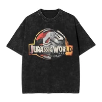 Camisetas lavadas Jurassic World Rebirth Vintage camiseta 2025 dinosaurios película ropa de calle 100% Camiseta estampada de algodón hombres mujeres