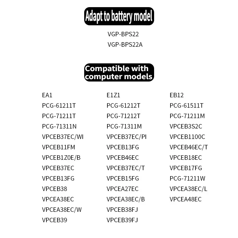 11.1V 4400mAh بطارية الكمبيوتر المحمول BPS22 لسوني VAIO VGP-BPS22 VGP-BPL22 VGP-BPS22A VGP-BPS22/A VPC-EB3 VPC-EB33 VPC-E1Z1 6-خلية