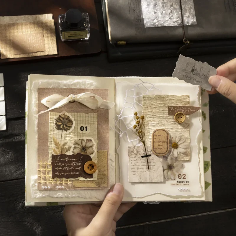 1pack/2pack 60 Sheets Light Vintage Base Material Journal Mixed Set Time Inspiration Collection Series