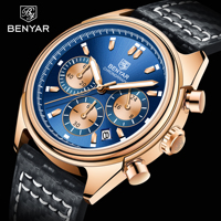 BENYAR 2023 New Top Men's Watch Quartz Luxury Sports Timing Watch Gold Fashion Automatic Date Watch reloj hombre Mais Vendidos