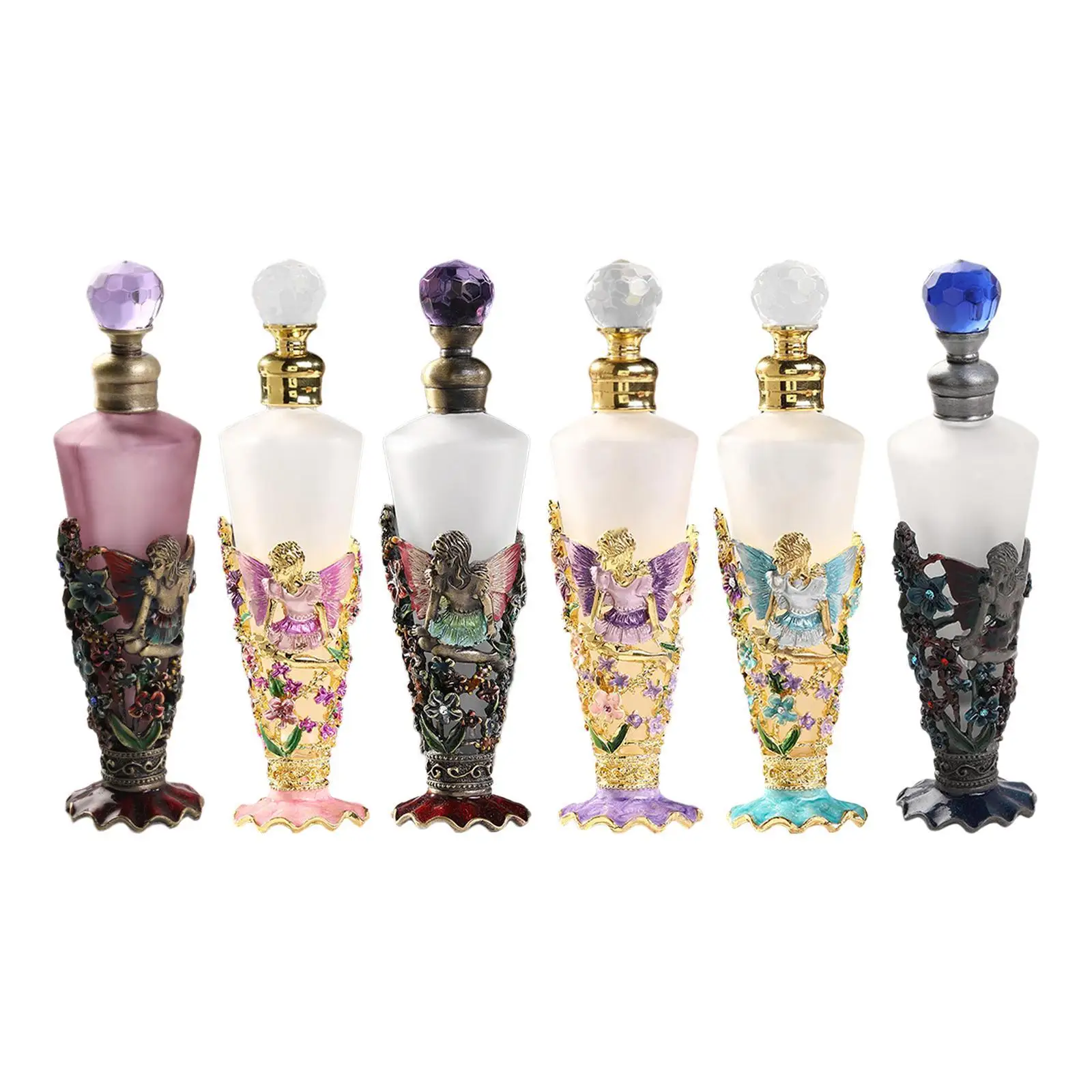 Vintage Glass Perfume Bottles Portable 25ml Essential Oil Bottle Decorative Fancy Refillable for Women Girls Wedding Favors