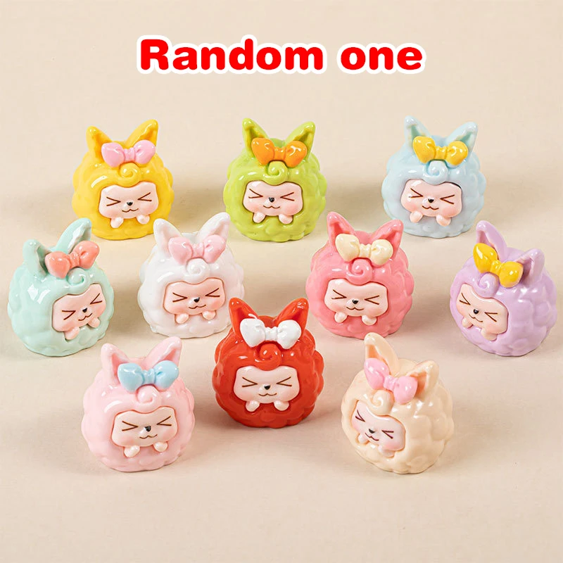 Random One Cartoon Cute Bow KiKi Dollhouse Toys Dolls Girly Figures Car Home Desk Ornaments DIY Decoration Resin Craft Kids Gift