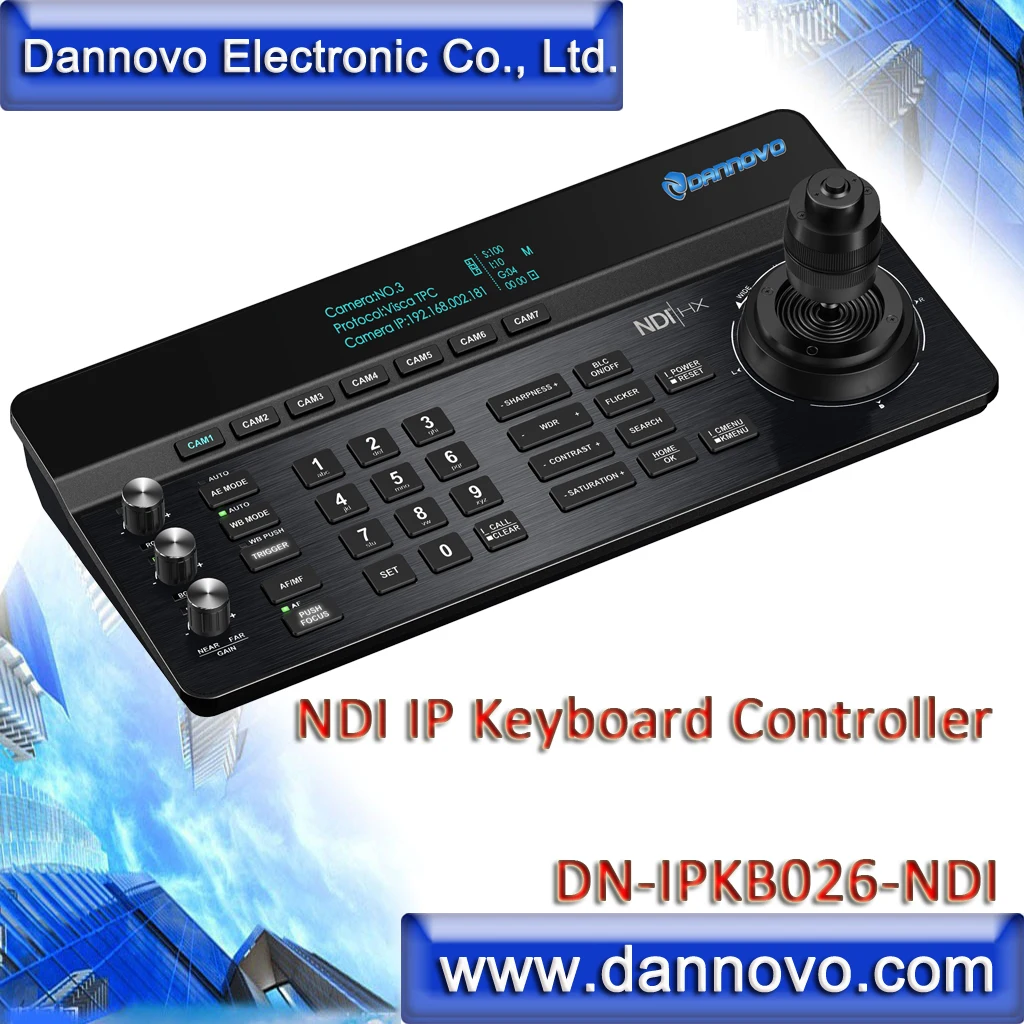 Free Shipping/DANNOVO NDI IP PoE Keyboard Controller, VISCA ONVIF PTZ Joystick, IP RJ45, RS232, RS422/485(DN-IPKB026-NDI)