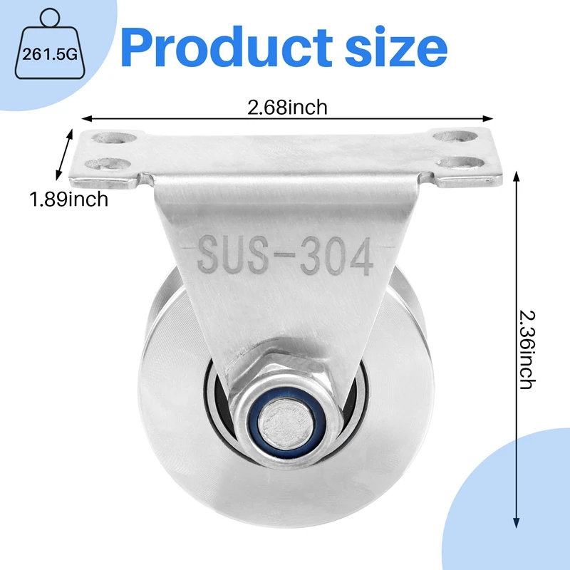 1Pack U-Type Stainless Steel Pulley Block Mute Bearings Groove Sliding Roller Track Wheel