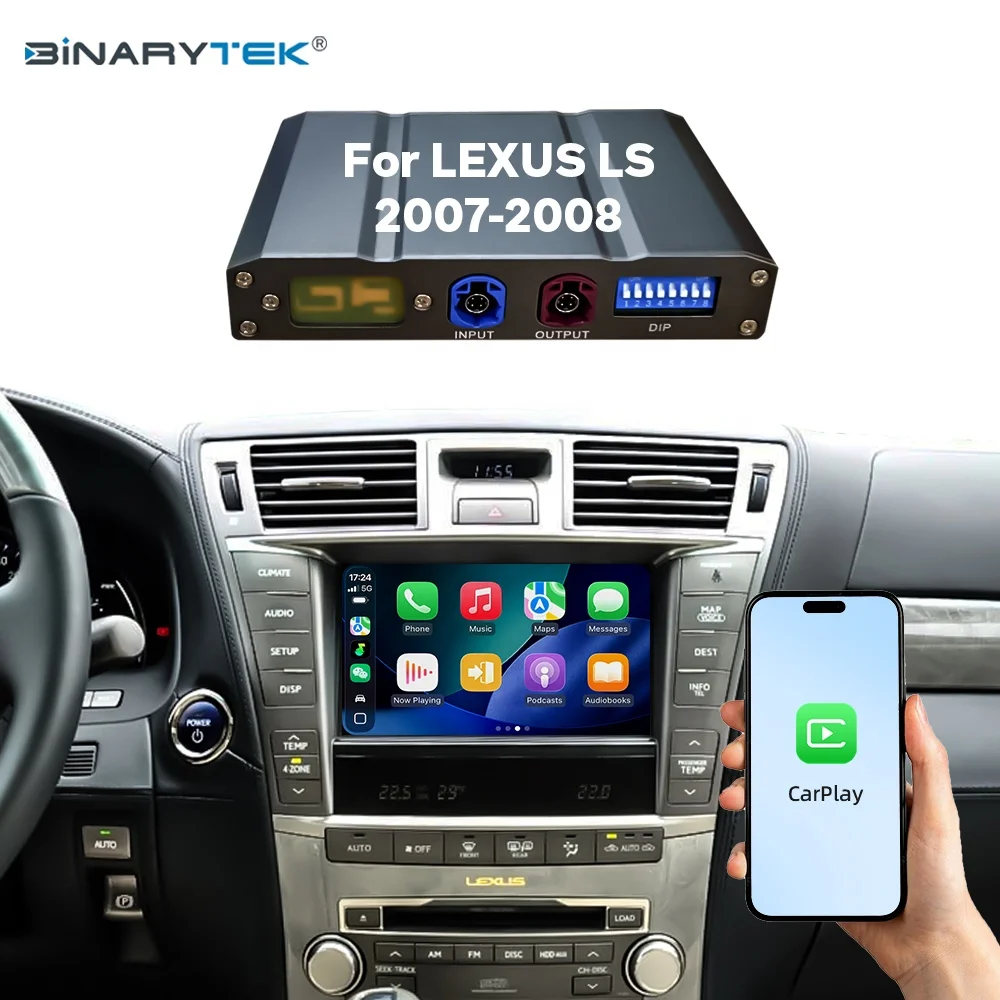 NewFor Lexus LS 2007-2008 Linux Interface Box Wireless CarPlay Android Auto CarPlay Module Decoder Car Radio Binarytek
