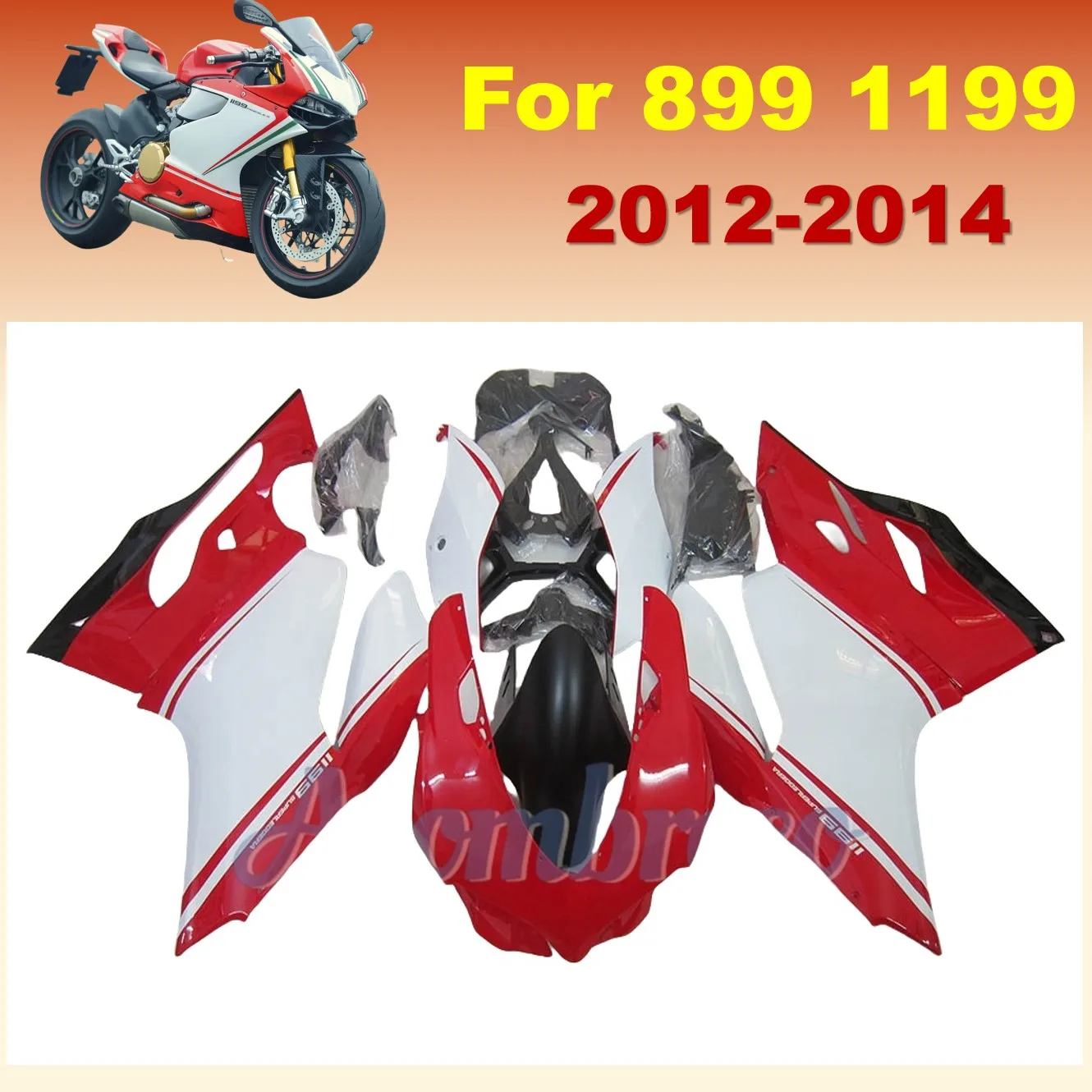 Motorcycle Complete Fairing kit fit For Ducati Panigale 899 1199 2012 2013 2014  ABS Injection Molding red/white Bodywork set