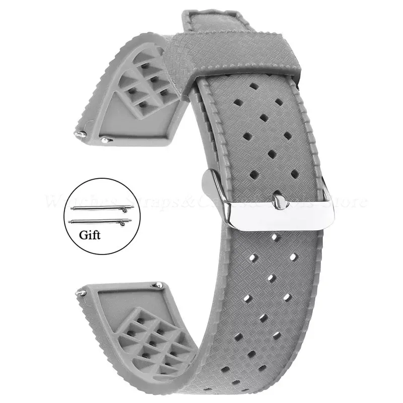 Hochwertiges Tropic-Silikon-Uhrenarmband, 20 mm, 22 mm, für Seiko, Oris, für Omega, Schnellverschluss, Tauchen, wasserdichtes Gummiarmband