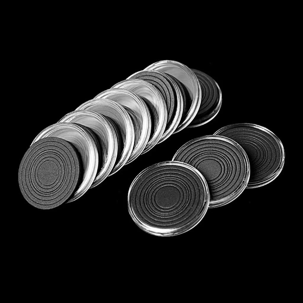 Umiserhoo Coin Capsules with Adjustable Black Foam Gasket Coin Holder Case for 16/20/25/27/30/35/40/46mm Coin Collection 40-Pack