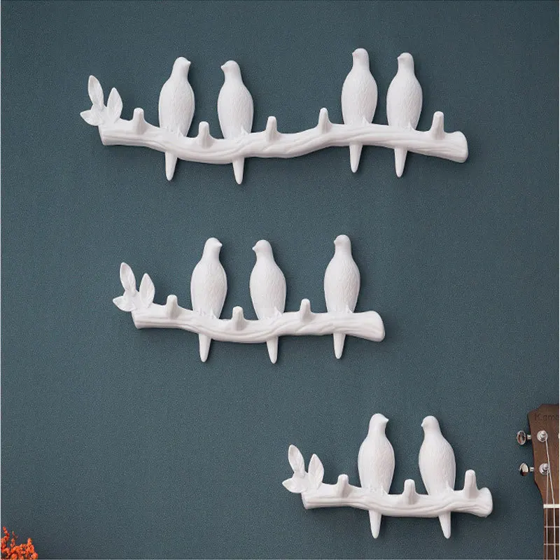 Wall Birds Decor Organizer wieszaki haczyki za drzwiami regał magazynowy półka torba uchwyt na ubrania wieszak wieszak na krawaty klucze wiszący