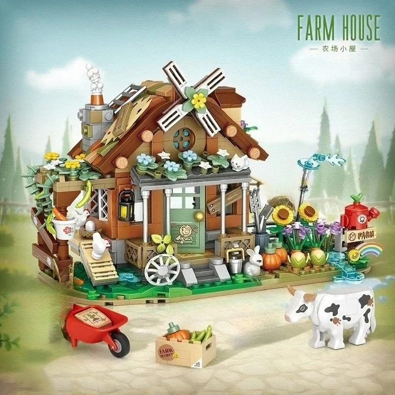 

LOZ1281 building blocks farm hut children's assembled toy holiday gift