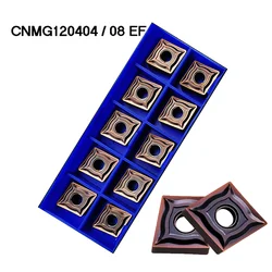 10pcs Carbide Insert CNMG120404 CNMG120408 EM EF YBG205 CNC Lathe External Turning Tool Metal Cutter Tools CNMG 120408 Blades