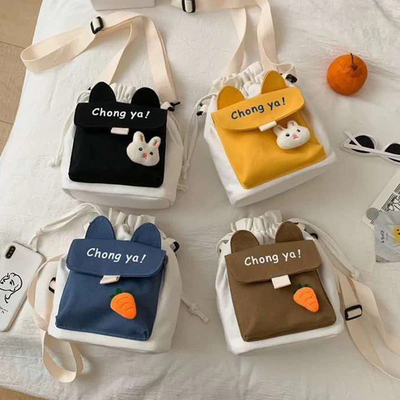 

Cartoon Canvas New Small Fresh And Cute One Shoulder Diagonal Cross Women's Bag