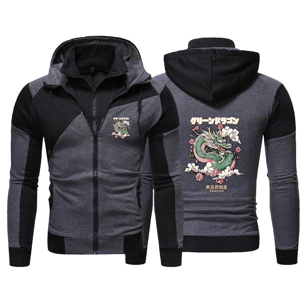 Dragon Graphics Tokyo The men's multi-color striped hooded sweatshirt is suitable for spring and autumn hoodies jacket
