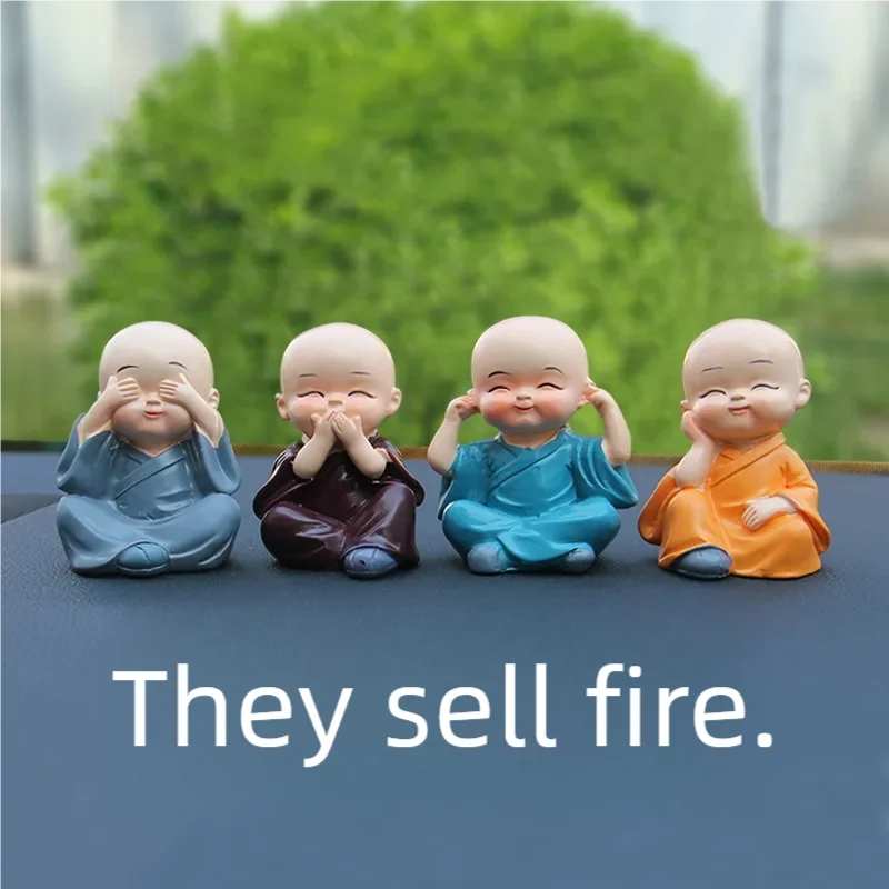 Four small monk car decoration car on-board creative Internet Red Car decoration shake head doll interior supplies