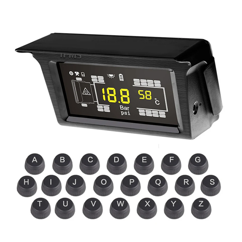 

Automatic Wireless Digital Tpms Sensor Solar Tire Pressure 6 8 10 14 16 18 22 26 Wheels Tyre System Tpms for Truck Bus