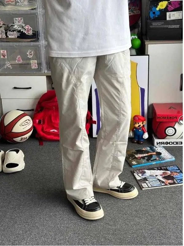 

American Basic Slant Cut Flared Casual Pants ex Workwear Straight Loose High Slimming Long Trousers Trendy Straight Leg J...