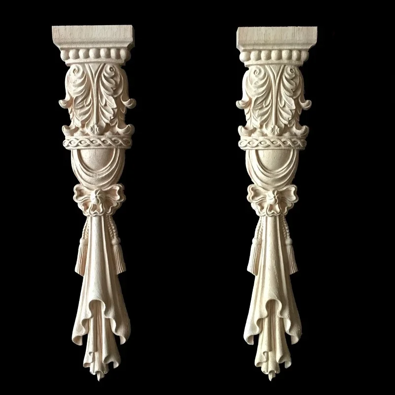 Roman Column Decoration  Accessories Carved Stigma Solid Wood Fireplace Cabinet Vertical Flower European Style Home