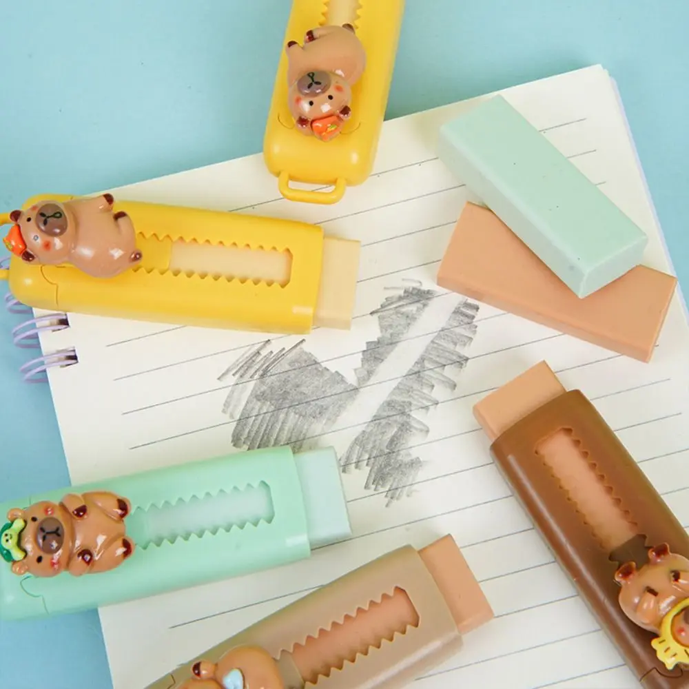 Capivara Push Pull Eraser, Bonito Suprimentos Escolares 4B Macio, Mess Livre Esboço Estacionário para Estudante, 1Pc