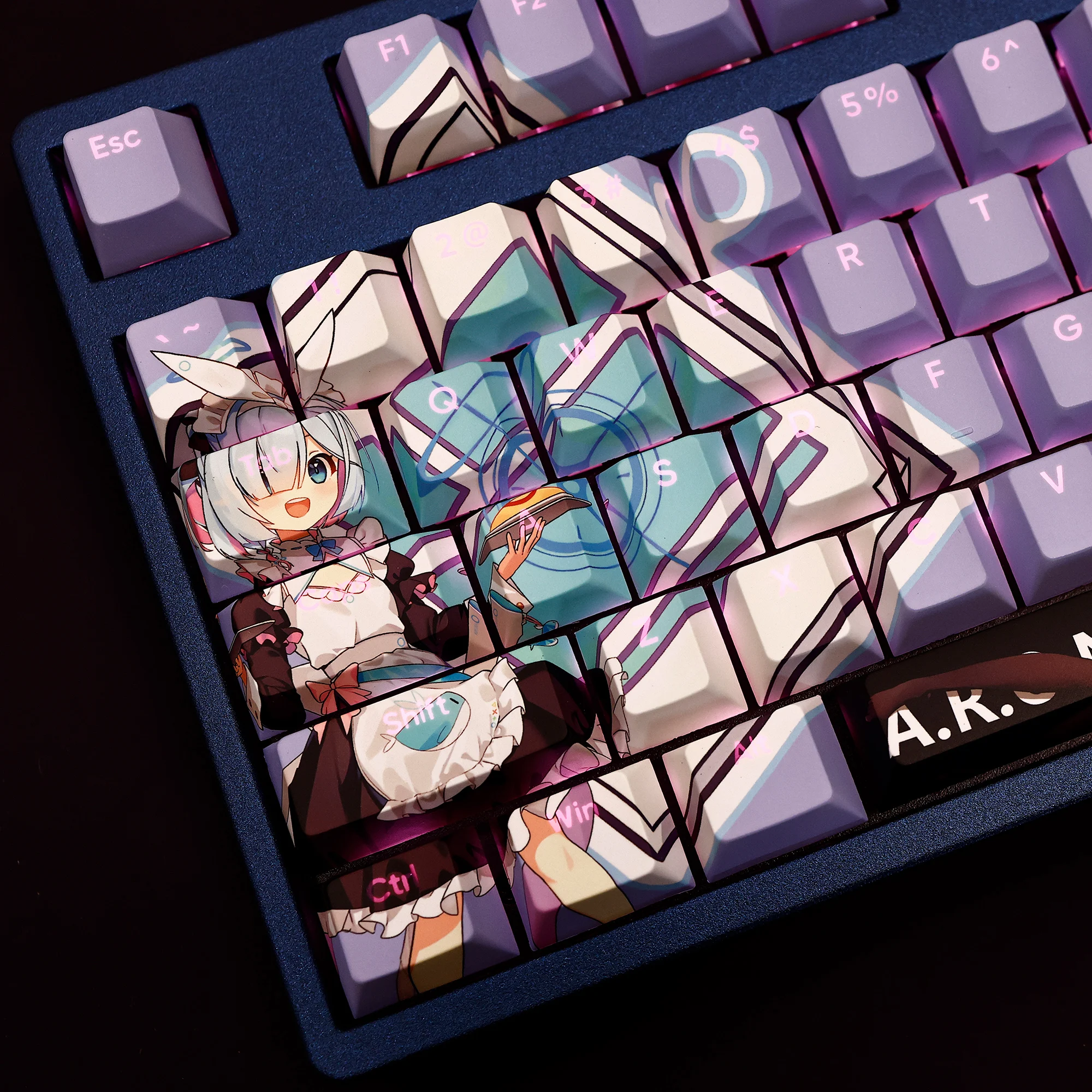 

108Keys/Set Blue Archive Arona PBT Keycaps Anime Games Beauty Girl Custom Key caps Cherry Height for DIY Mechanical Keyboards