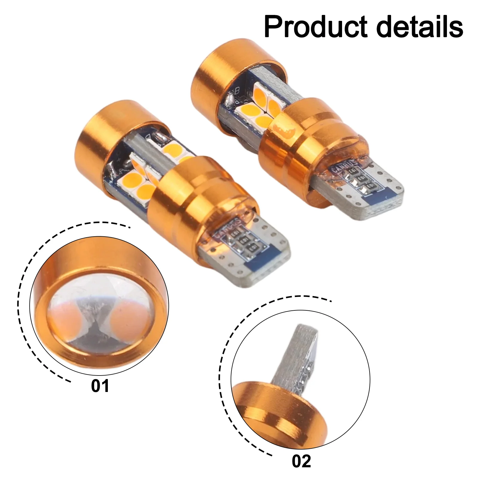 1pair Car T10 12V LED Signal Light Orange Amber Light Position Parking City Lights T10 168 194 2825 19SMD LED Bulb