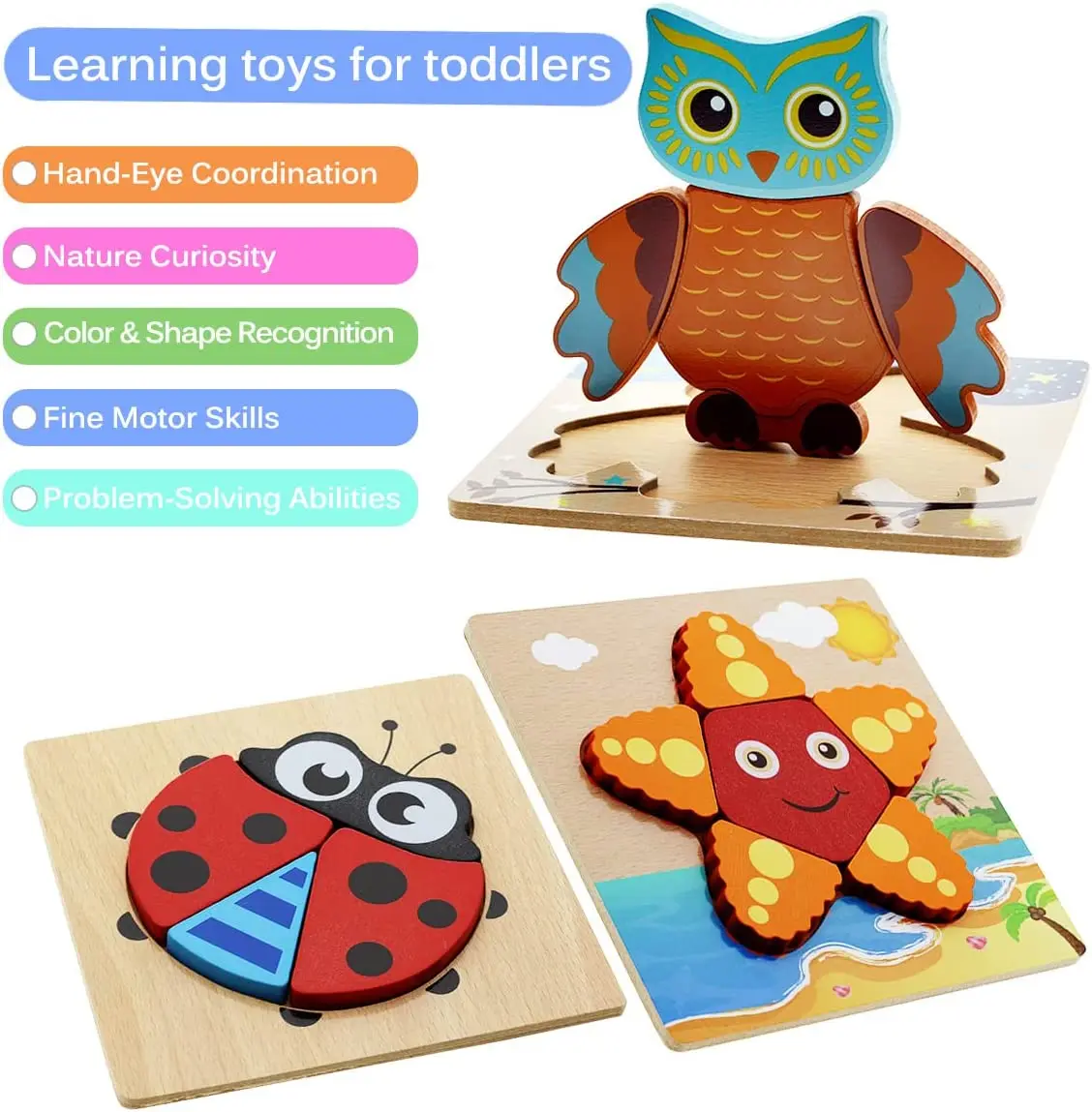 

Montessori Wooden 3D Puzzle Toddler Puzzles for Kids Montessori Toys for Toddlers 2 3 4 5 Years Old Top Educational Dinosaur Toy