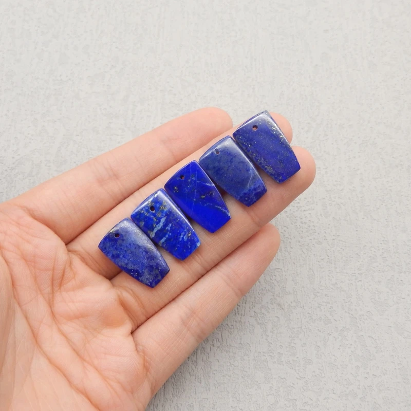 Set di perline pendenti e orecchini con pendente forato frontale in lapislazzuli naturale Set di accessori per la creazione di gioielli fai da te di moda 5 pezzi 20x12x3mm 7,6 g