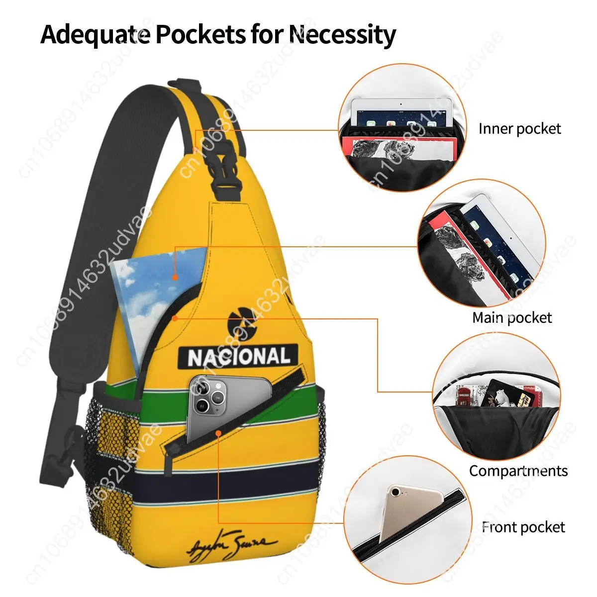 Ayrton Senna Sling Bags Accessories For Female Fashion Racing Strap Bag