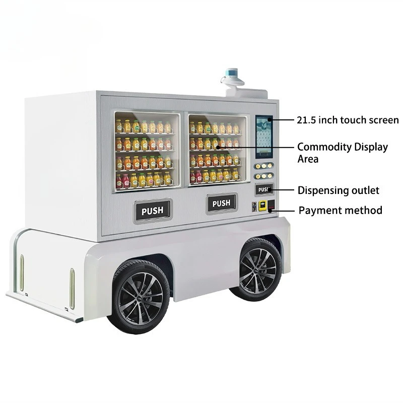 24-Hour smart snacks for sale, unmanned cars, self-service sales vehicles in shopping malls, office buildings in foreign trade