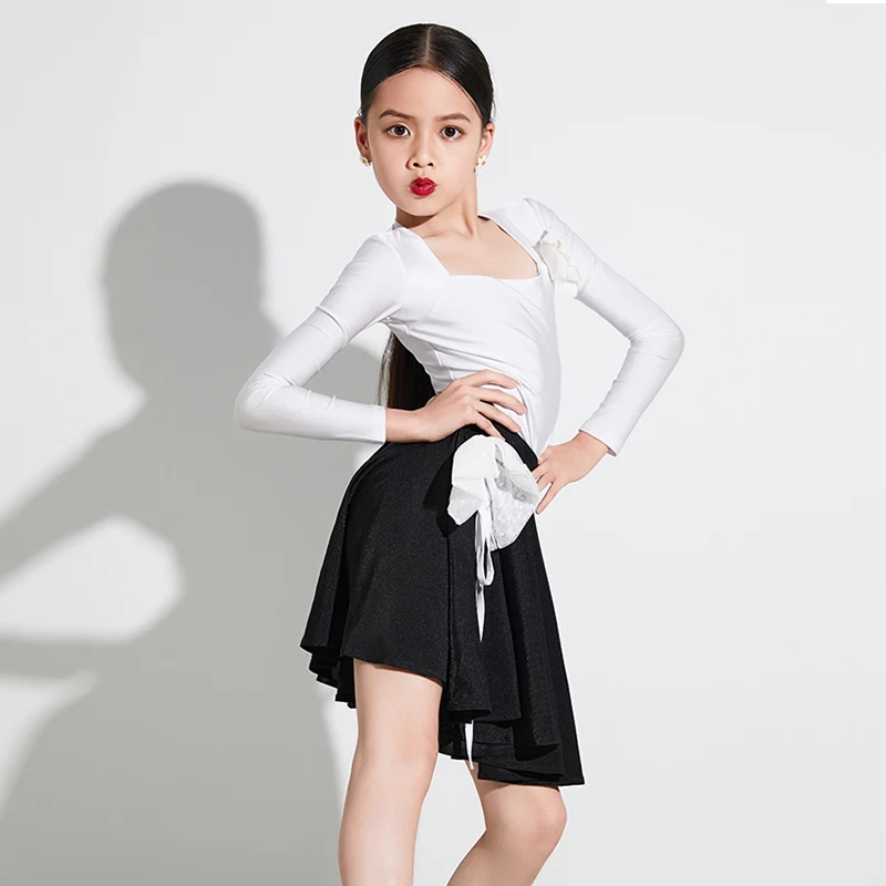 

Latin Dance Dress For Girls ChaCha Dance Performance Clothing Practice Wear Bodysuit Skirt Tango Rumba Practice Clothes VDB7435