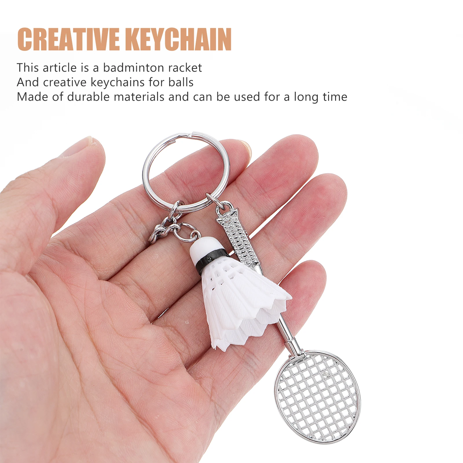

2Pcs Badminton Ball Pendant Key Rings Unique Mini Racket Key Chain for Bag Phone Car Rear View Mirror Sports Accessories