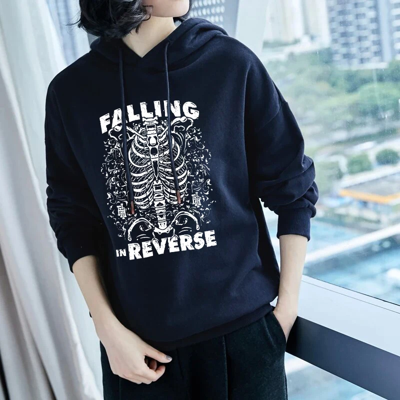 Hip Hop Harajuku Casual Loose Pullover Y2K Fashion Gothic Retro Hoodie High Street Punk Creative Skull Pattern Print Sweatshirts