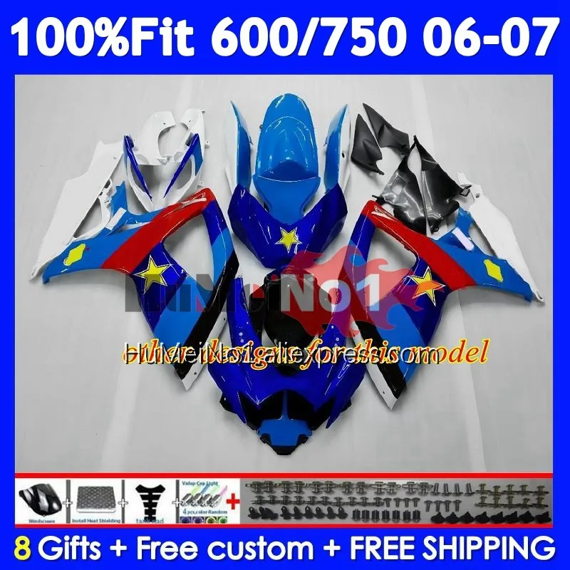 Injection Body For SUZUKI GSXR-750 GSXR 600 750 104No.122 GSXR-600 K6 750CC GSXR600 GSXR750 RIZLA blue 06 07 2006 2007 Fairing