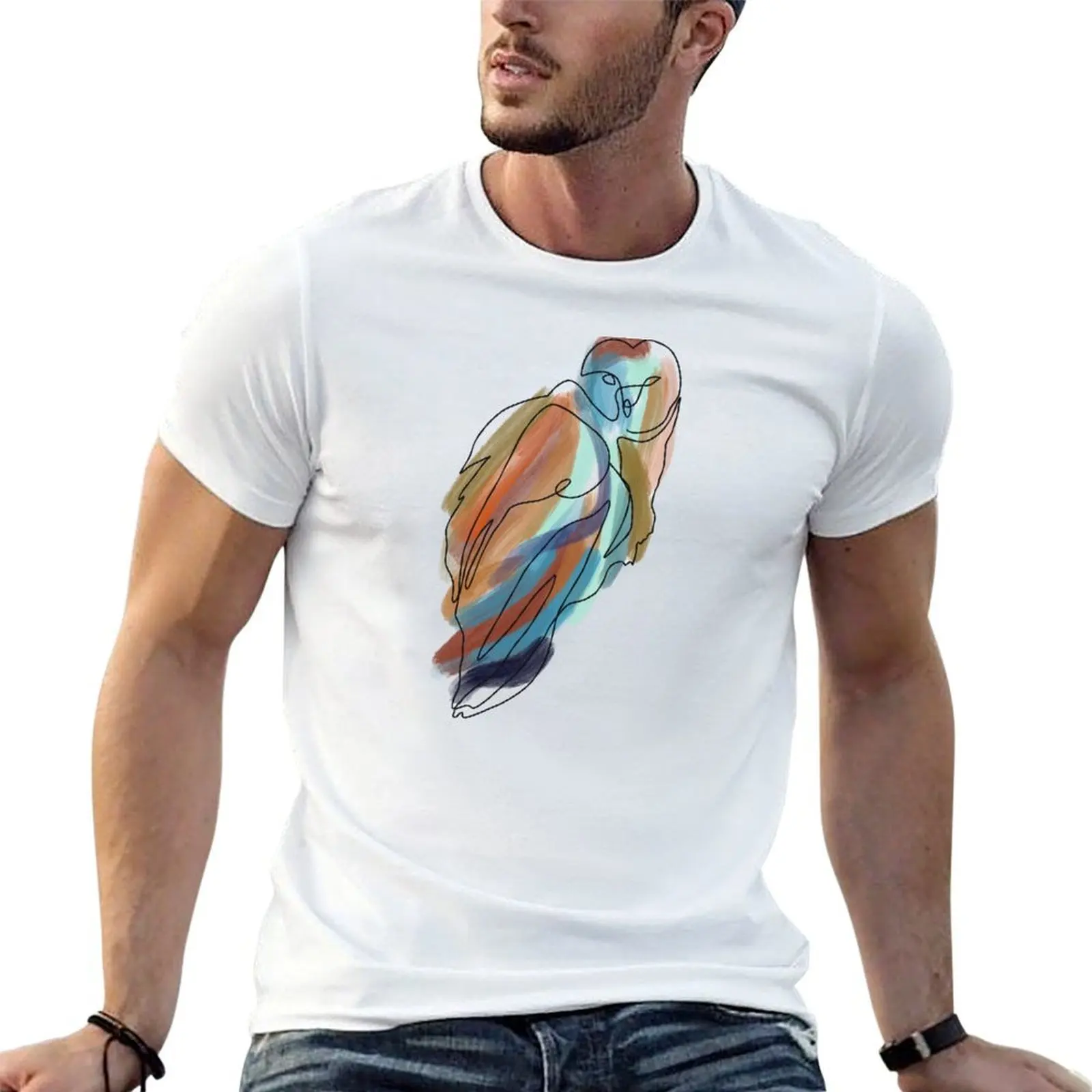 

Colorful barn owl T-Shirt t shirt men 100% cotton luxury brand t shirt man luxury T-Shirt