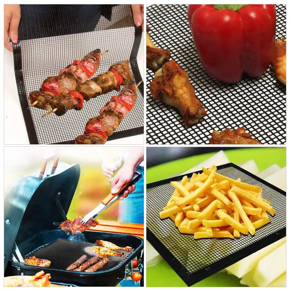 

Fiberglass BBQ Grill Mesh Mat Reusable Barbecue Pad for Outdoor Camping Picnic Grilling Accessories Glass Kitchen Bar