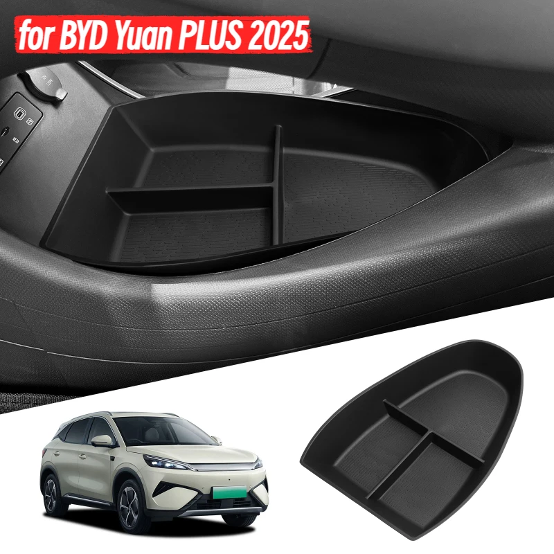 

for BYD Yuan PLUS 2025 Center Console Lower Layer Storage Box Anti-slip Tray Organizer Car Interior Accessories Black