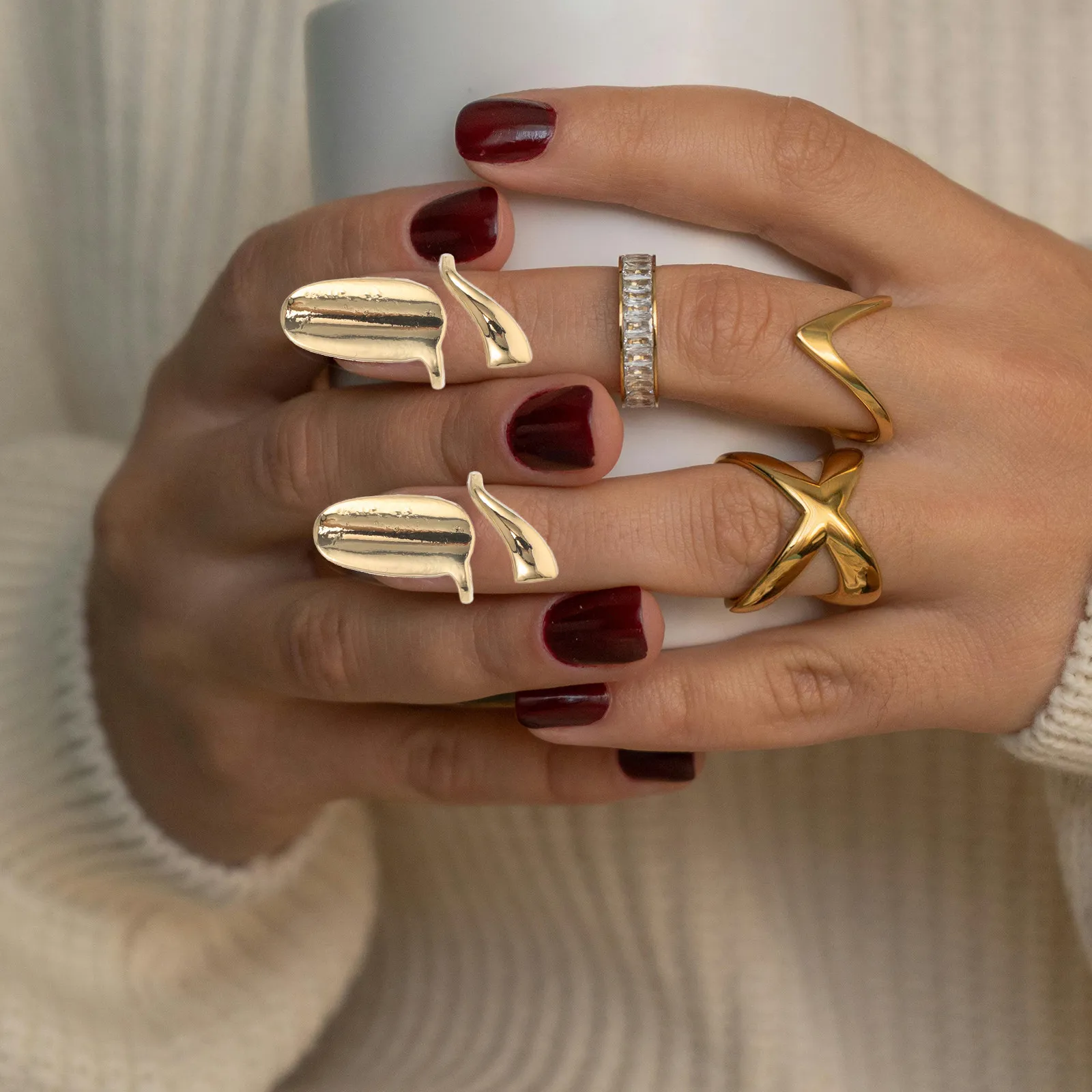 

10Pcs Adjustable Nail Cover Rings Reusable Protective Caps for Fragile Nails Women's Fashionable Finger Tip Jewelry Decorative