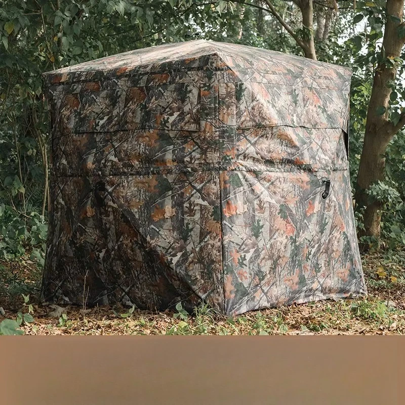 Cube Shaped Pop Up Camo 2-3 Person Oxford Cloth Waterproof Lightweight Instant Setup Bird Watching Photography Tent