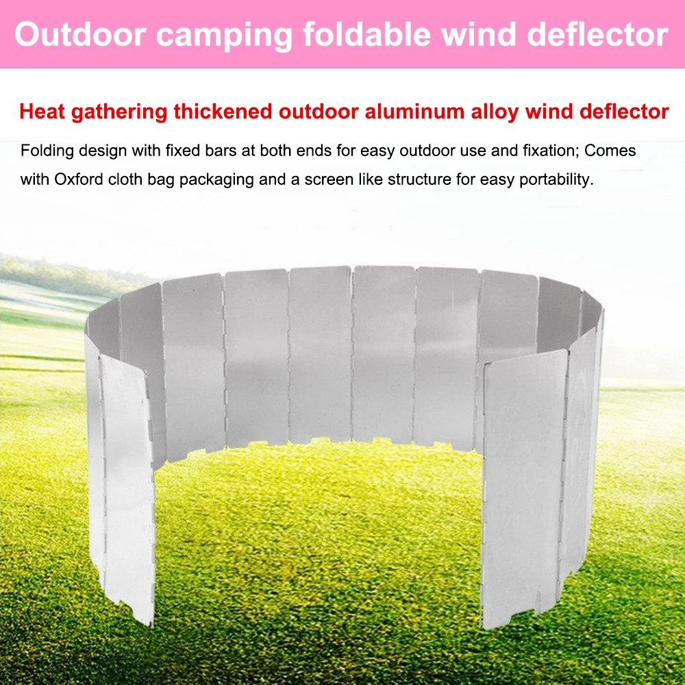 Outdoor camping wind deflector ultra light aluminum alloy foldable with pin stove head wind deflector portable wind deflector