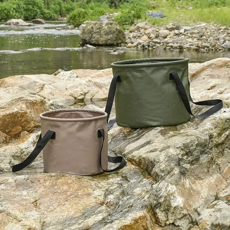 التخييم في الهواء الطلق للطي دلو متعدد الوظائف سعة كبيرة المحمولة دلو صيد تخزين تلسكوبي تخزين المياه دلو