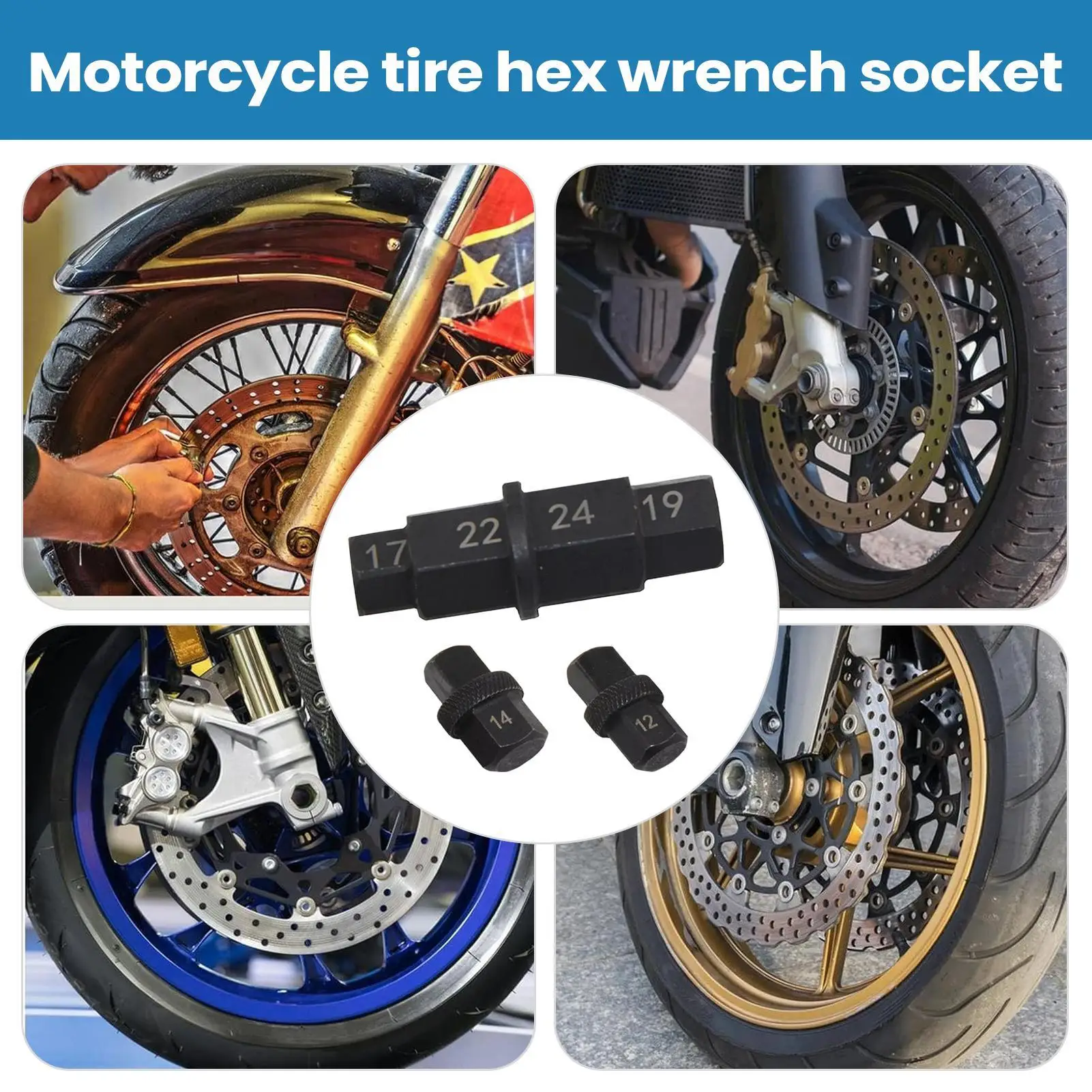 

Универсальный компактный шестигранный ключ-бит для мотоциклов 12-24 мм, для гаек колес, шин, вилок, задних частей мотоциклов и автомобилей, для автомехаников