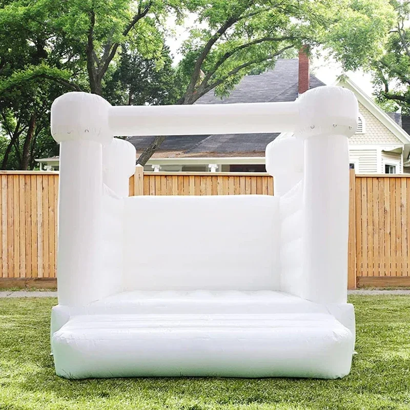 100% PVC Commercial White Bounce House for Adults Kids, Grade Bounce House with Blower jumper castle for Birthday Party Wedding