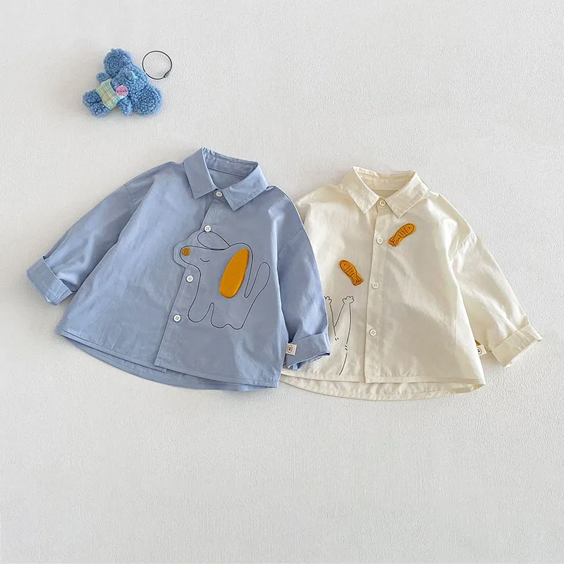 MILANCEL New Spring Kids Shirts 9M-5T Cartoon Cat Girls Blouse Korean Version Thin Loose Children Clothes 3D Fish Boys Tops
